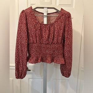 Elegant Burgundy Floral Blouse